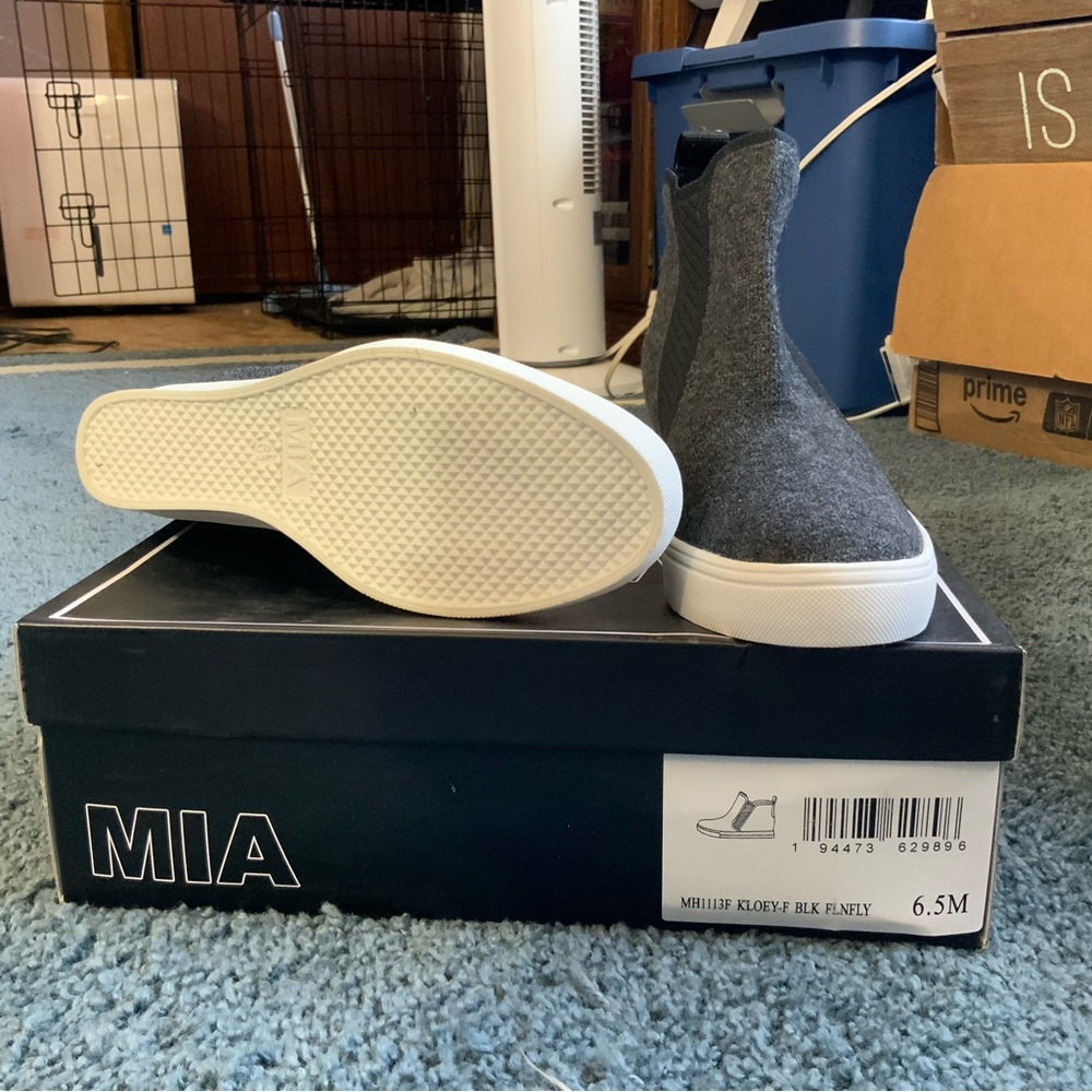 MIA Charcoal Slip-On Shoes with White Soles
